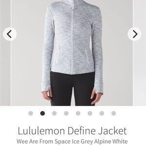 Lululemon Athletica Ice Grey Alpine White Zip-Up Define Jacket Size 8
